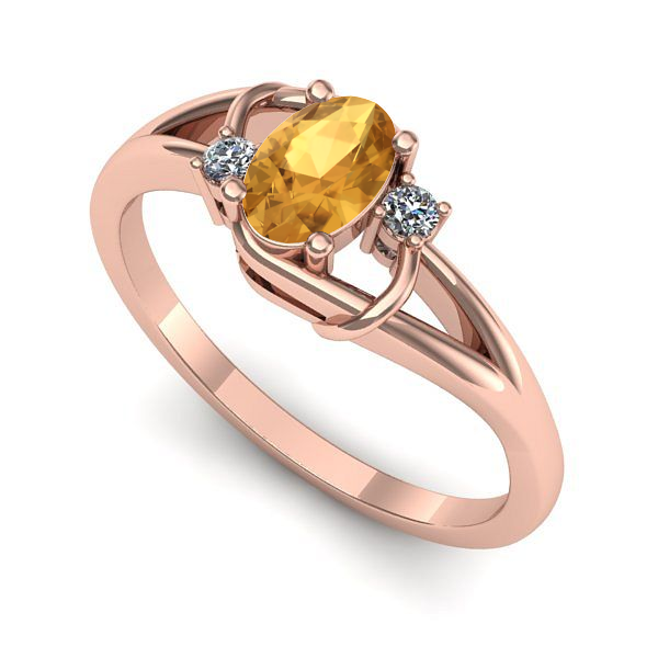 Inel din aur roz cu citrin