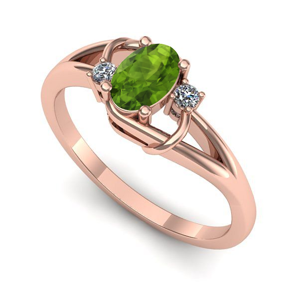 Inel de logodna din aur roz cu peridot