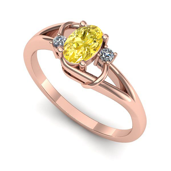 Inel din aur roz cu safir galben