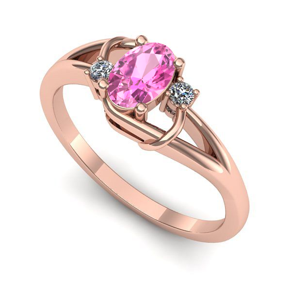 Inel logodna din aur roz cu safir roz