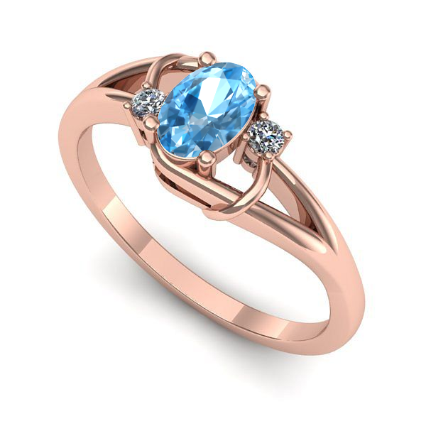 Inel din aur roz cu topaz blue