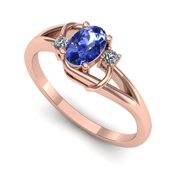 Inel de logodna din aur roz cu tanzanit