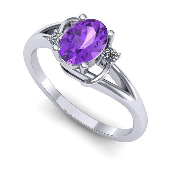 Inel logodna din aur alb cu ametist
