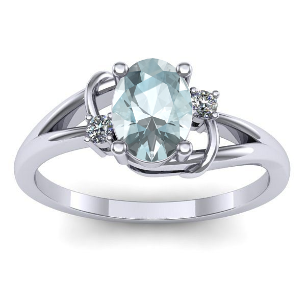 Inel de logodna cu aquamarin oval