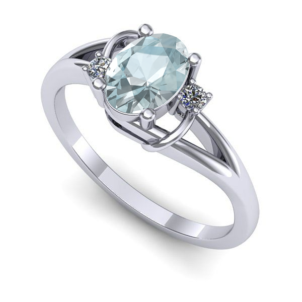 Inel din aur alb cu aquamarin