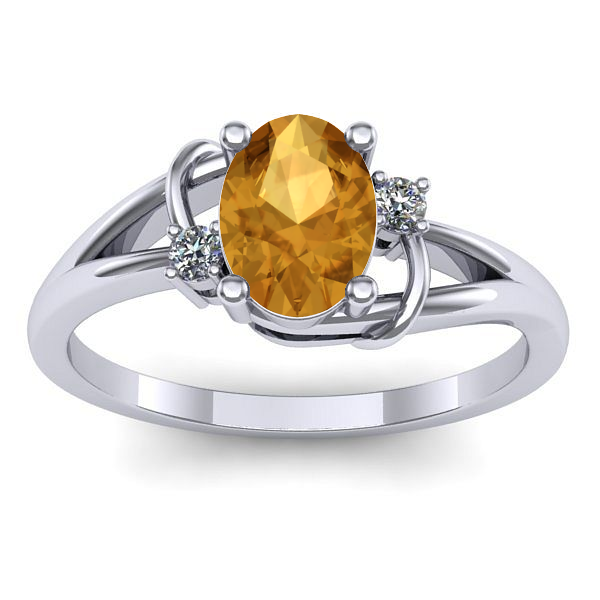 Inel logodna cu citrin oval