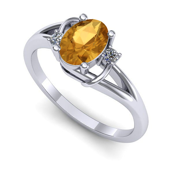 Inel de logodna din aur alb cu citrin