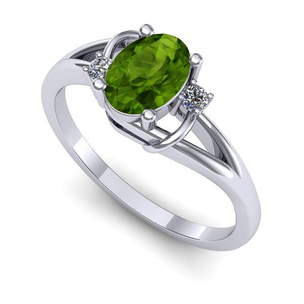 Inel din aur alb cu peridot