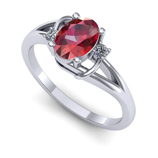 Inel logodna din aur alb cu rubin