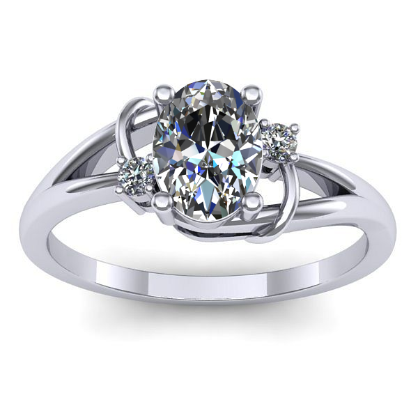 Inel cu safir alb oval