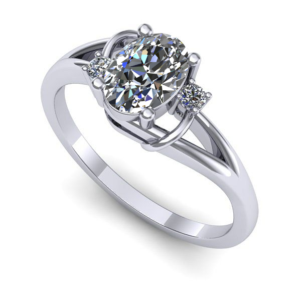 Inel de logodna din aur alb cu safir alb