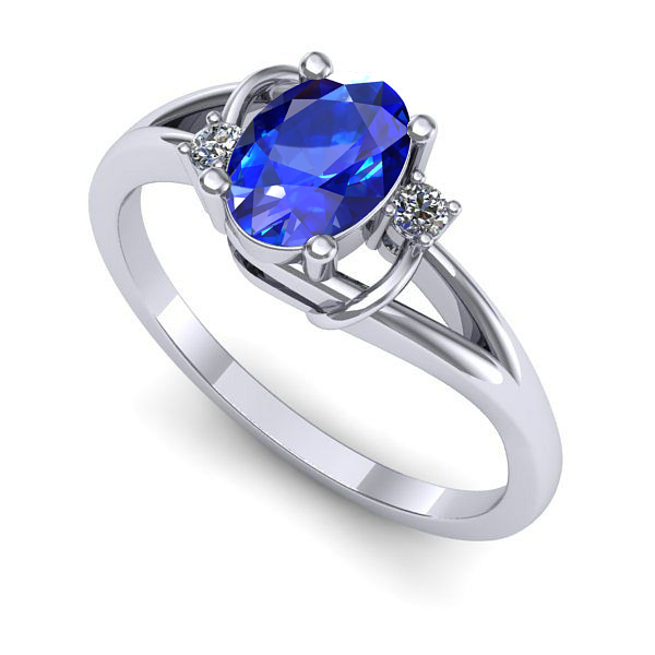 Inel logodna din aur alb cu safir