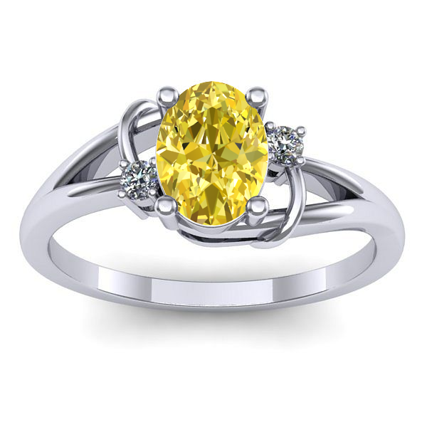 Inel cu safir galben oval