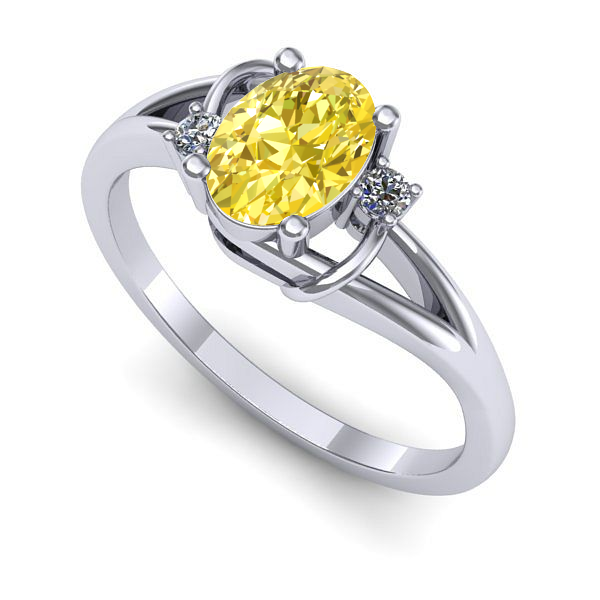 Inel din aur alb cu safir galben