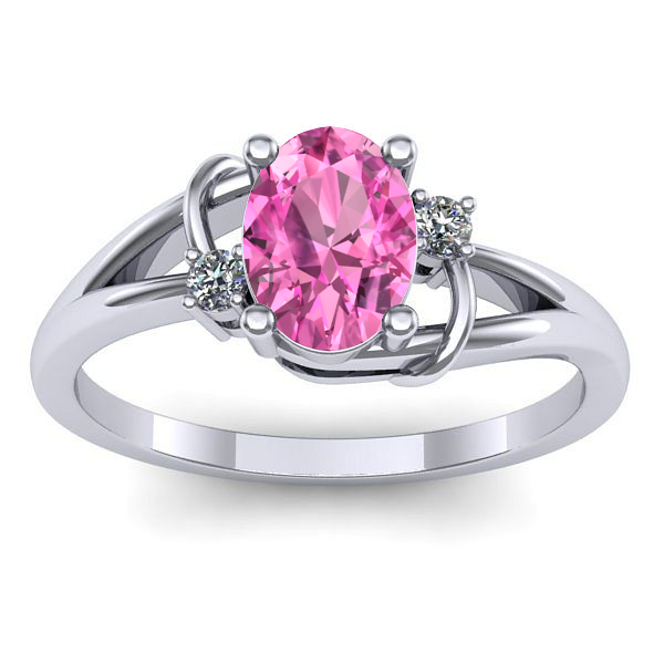 Inel logodna cu safir roz oval