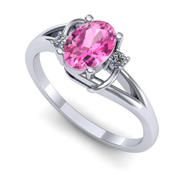 Inel de logodna din aur alb cu safir roz