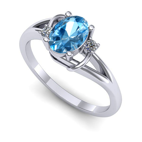 Inel logodna din aur alb cu topaz blue