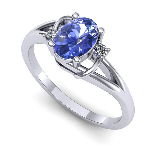 Inel din aur alb cu tanzanit