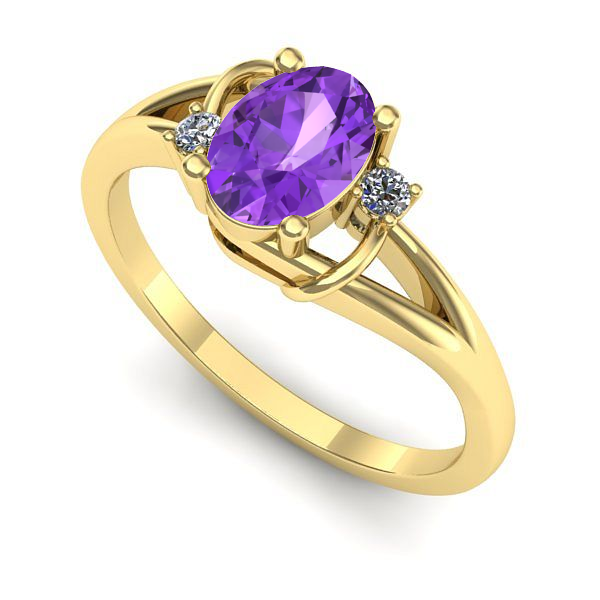 Inel de logodna din aur galben cu ametist