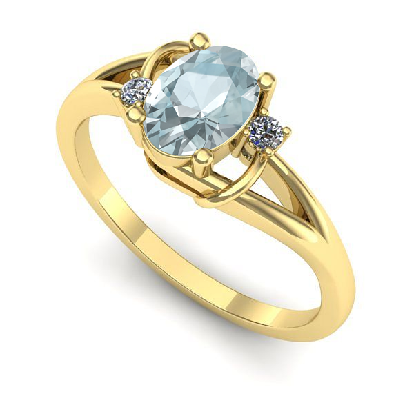 Inel de logodna din aur galben cu aquamarin