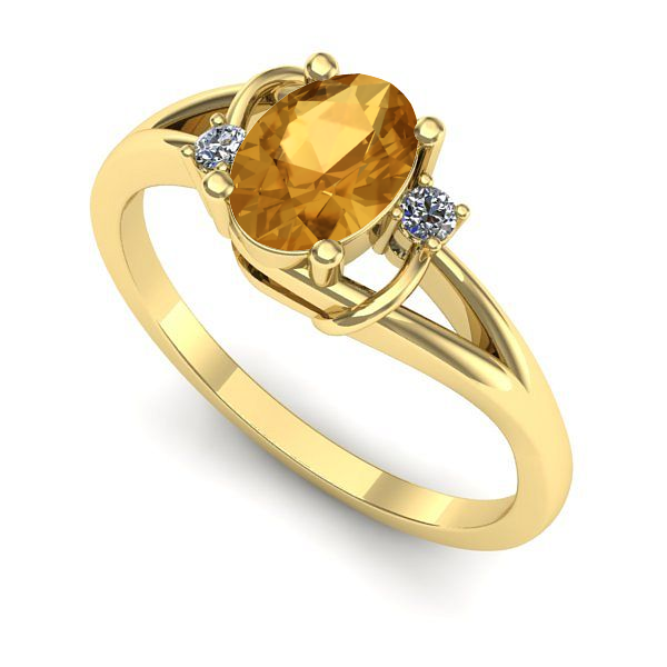 Inel logodna din aur galben cu citrin