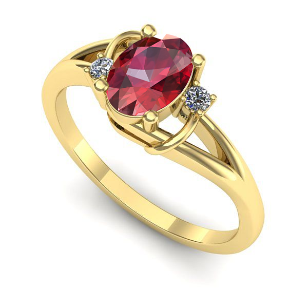 Inel logodna din aur galben cu rubin