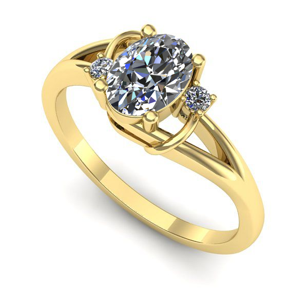 Inel de logodna din aur galben cu safir alb