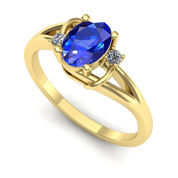 Inel de logodna din aur galben cu safir