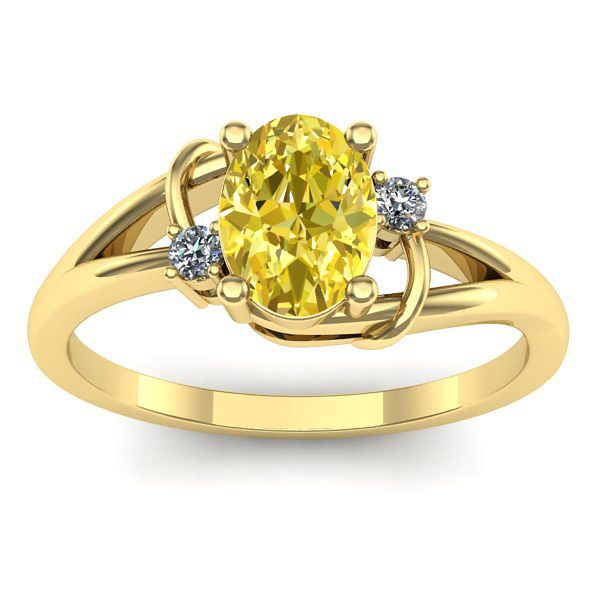 Inel logodna cu safir galben oval