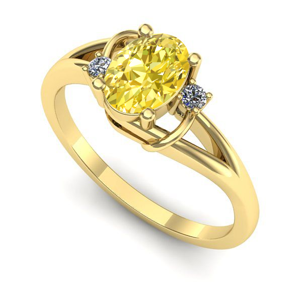 Inel logodna din aur galben cu safir galben