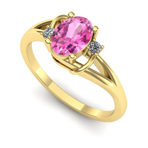 Inel din aur galben cu safir roz