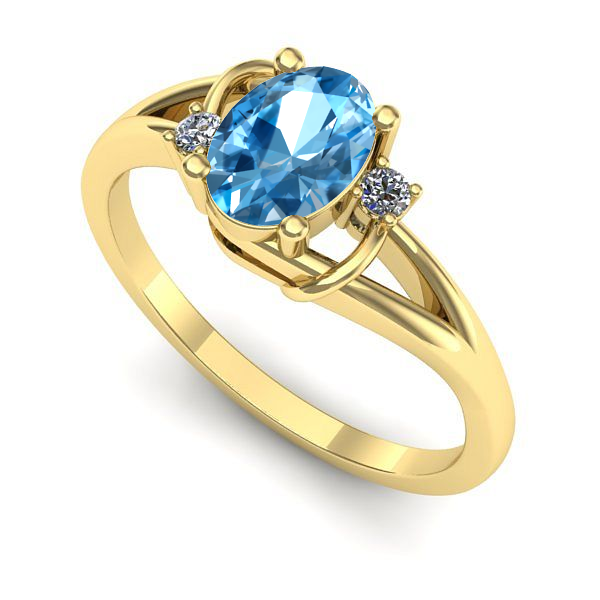 Inel de logodna din aur galben cu topaz blue