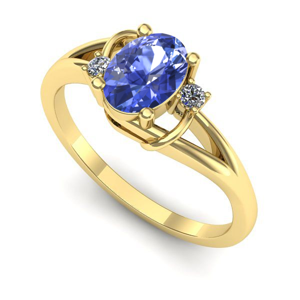 Inel de logodna din aur galben cu tanzanit
