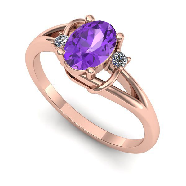 Inel din aur roz cu ametist