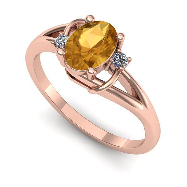 Inel logodna din aur roz cu citrin
