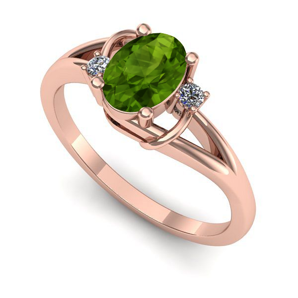 Inel logodna din aur roz cu peridot