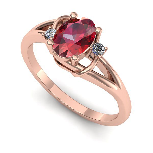 Inel logodna din aur roz cu rubin