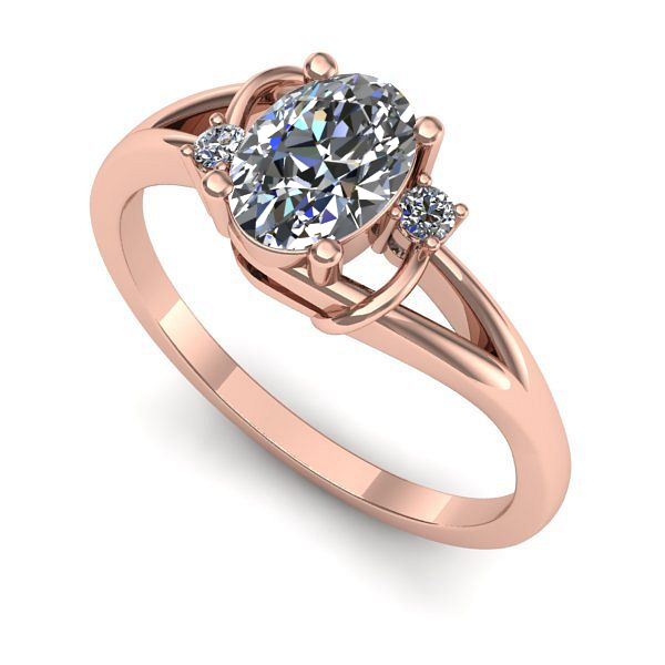 Inel de logodna din aur roz cu safir alb