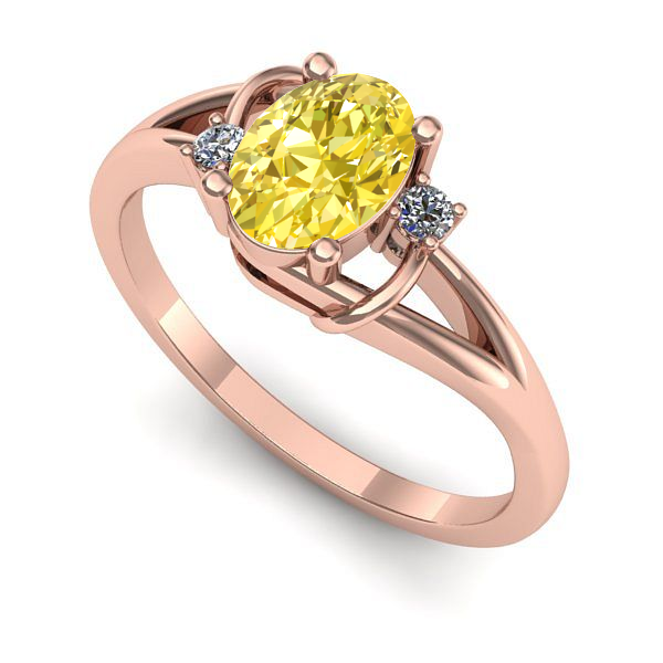 Inel logodna din aur roz cu safir galben