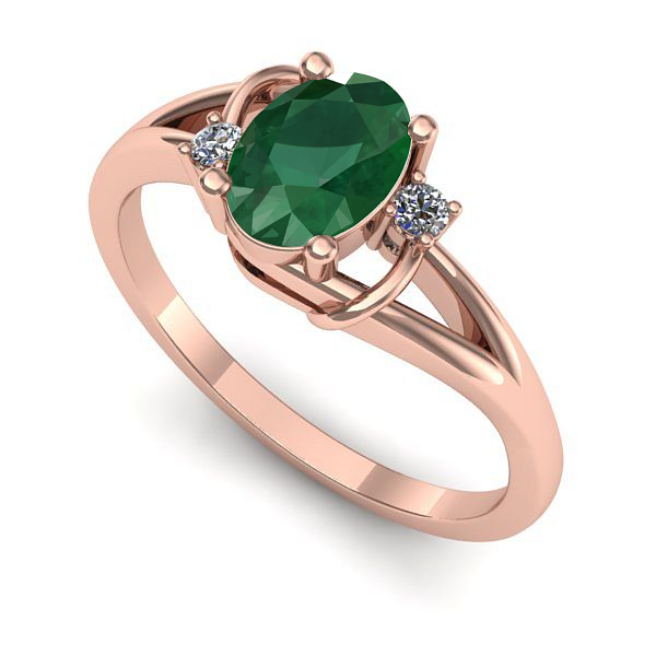 Inel din aur roz cu smarald
