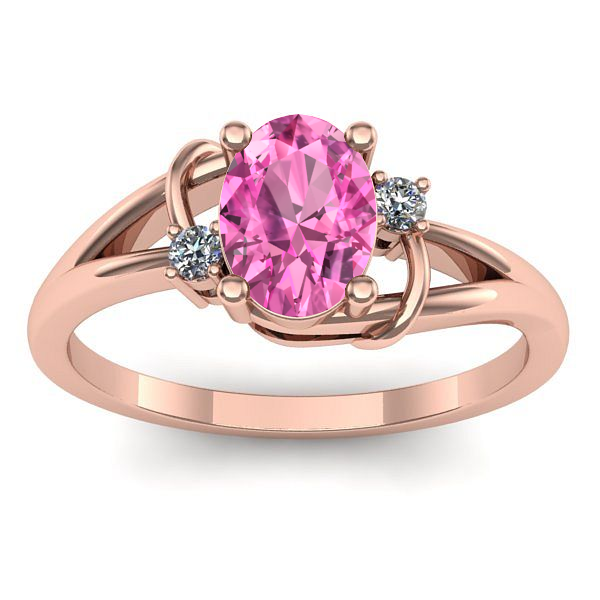 Inel logodna cu safir roz oval