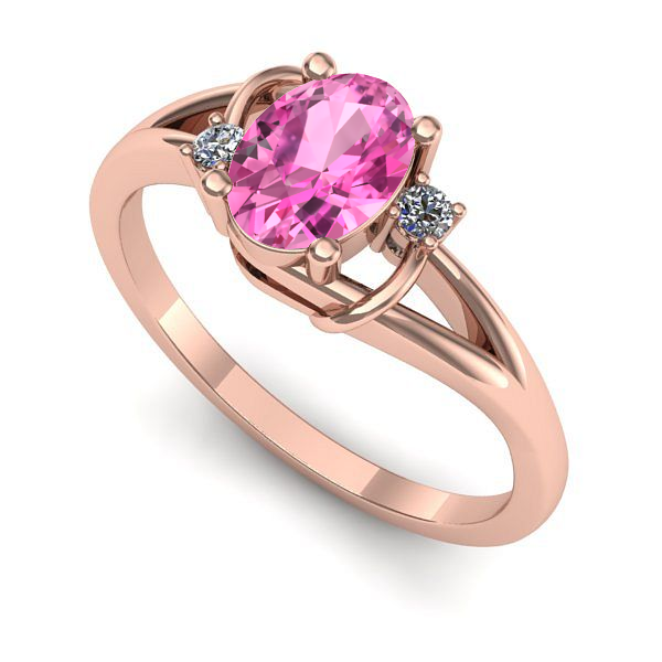 Inel din aur roz cu safir roz
