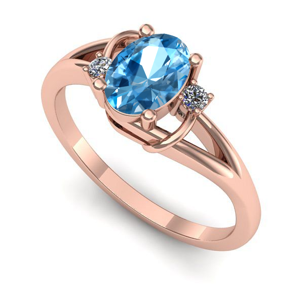 Inel de logodna din aur roz cu topaz blue