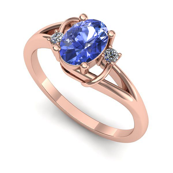 Inel logodna din aur roz cu tanzanit