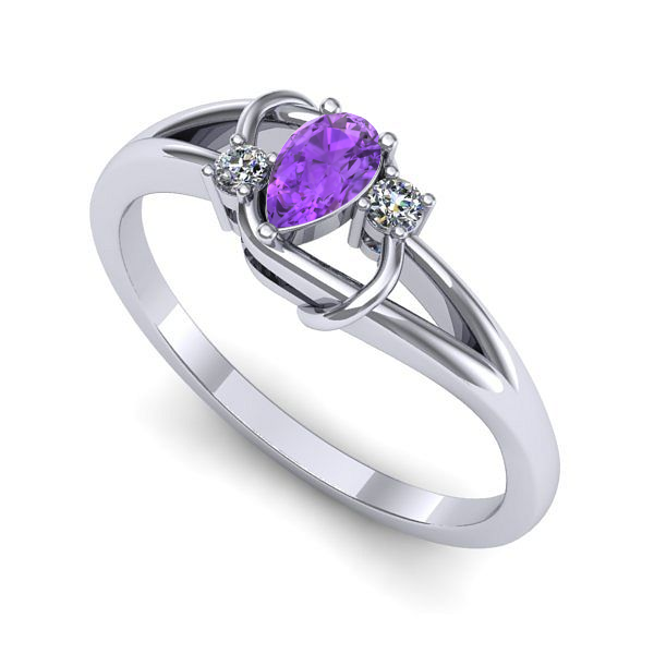 Inel de logodna din aur alb cu ametist