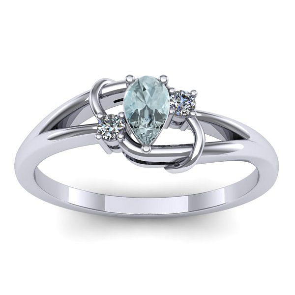 Inel logodna cu aquamarin lacrima