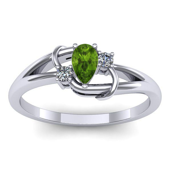 Inel logodna cu peridot lacrima
