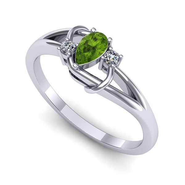 Inel din aur alb cu peridot