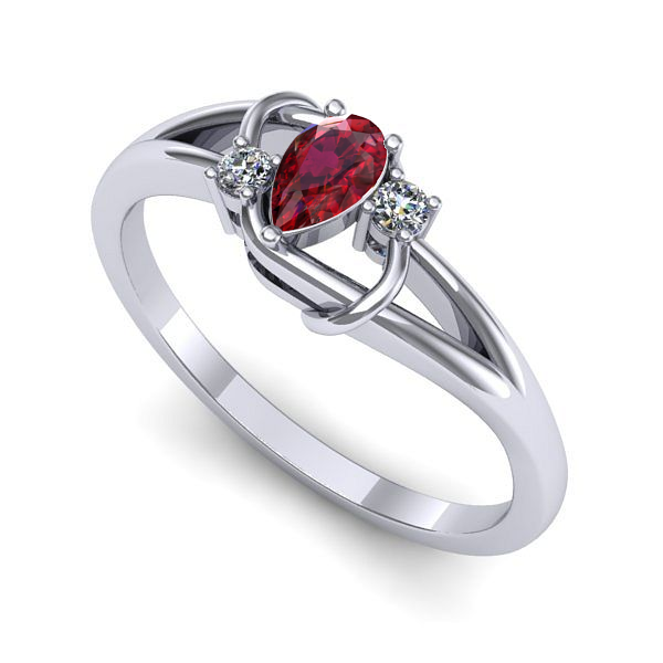 Inel din aur alb cu rubin