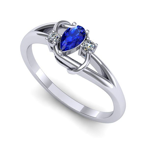 Inel logodna din aur alb cu safir